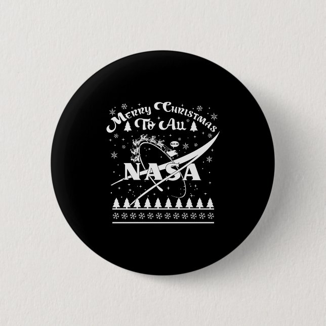 Nasa Merry Christmas To All Ugly Sweater Logo With Button (Vorderseite)