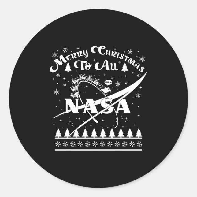 Nasa Merry Christmas To All Ugly Sweater Logo With Runder Aufkleber (Vorderseite)
