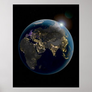 NASA Ostliche Hemisphäre Gold und Lila Erde Poster