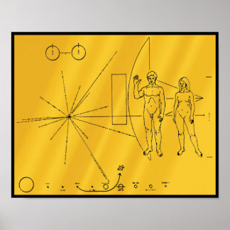 NASA Pioneer 10 Space Probe Gold Plaque Poster