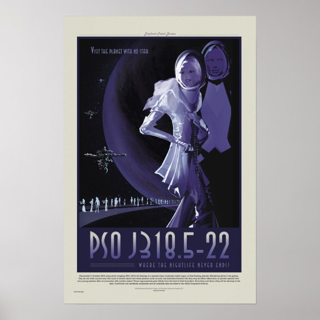 NASA Retro ExoPlanet PSO J318.5-22 Reiseplaner Poster (Vorne)