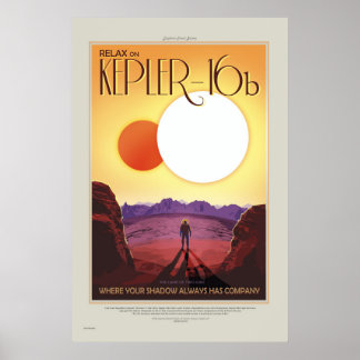 NASA Retro ExoPlanet Tour Kepler-16b Reiseplakat Poster