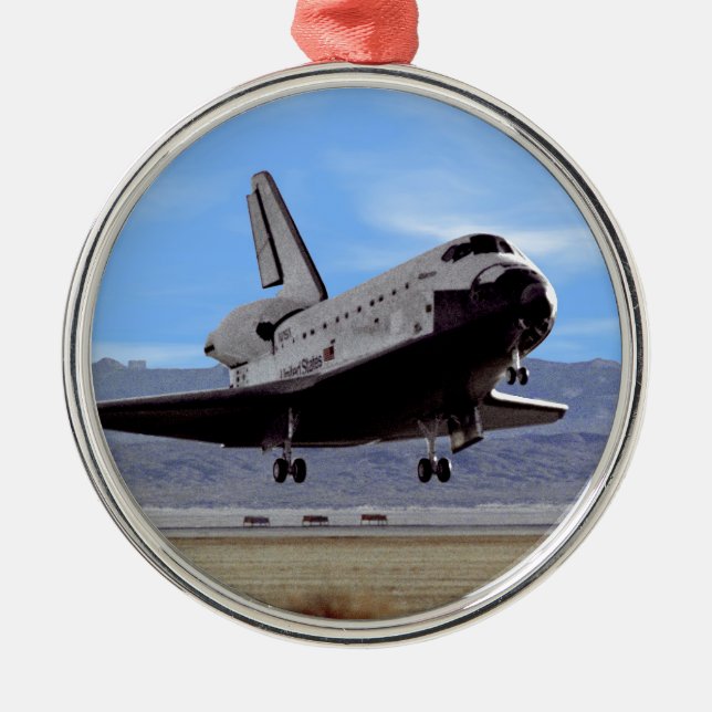 NASA Space Shuttle Atlantis Landung Edwards AFB Silbernes Ornament (Vorne)