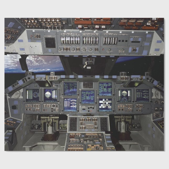 NASA Space Shuttle Cockpit Earth Orbit Window View Geschenkpapier (Flach)