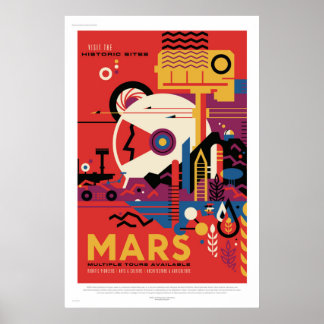 NASA Zukunftsreiseplakat Besuchen Sie den Mars Wel Poster