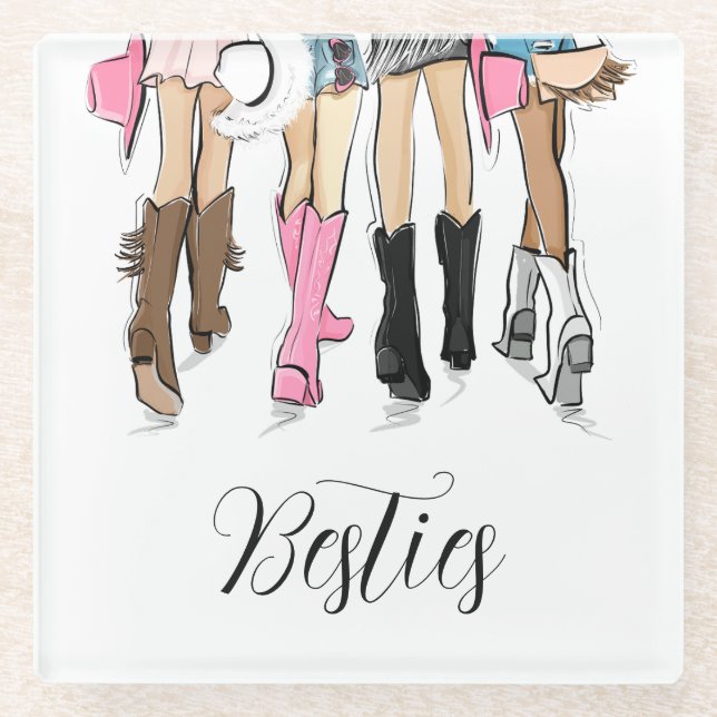Nash Bash Bachelorette Fashion Cowboy Boots Glasuntersetzer (Vorderseite)