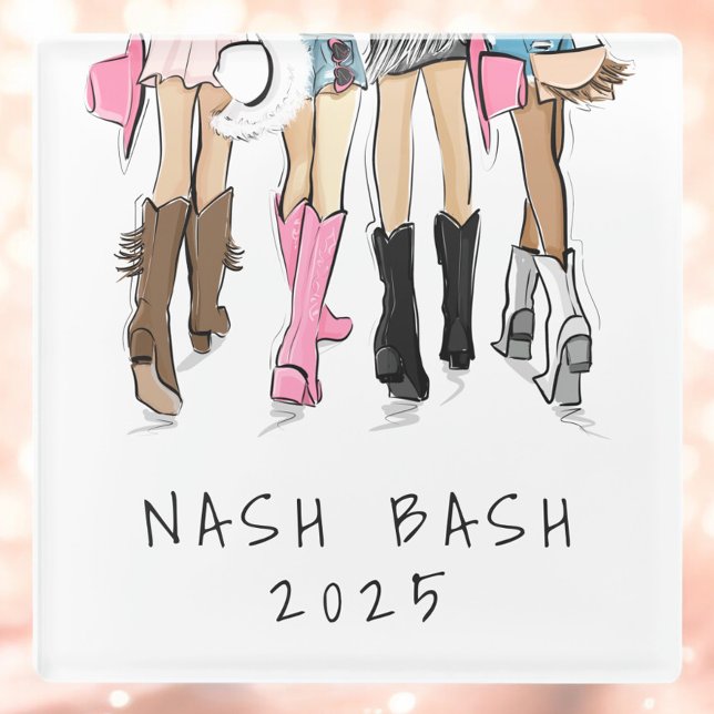 Nash Bash Bachelorette Fashion Cowboy Boots Glasuntersetzer (Von Creator hochgeladen)