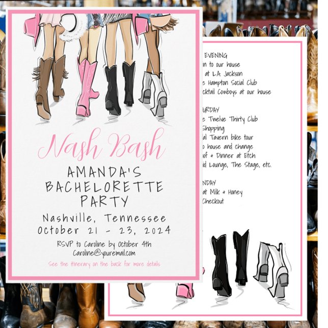 Nash Bash Bachelorette Fashion Weekend Tour Einladung (Von Creator hochgeladen)