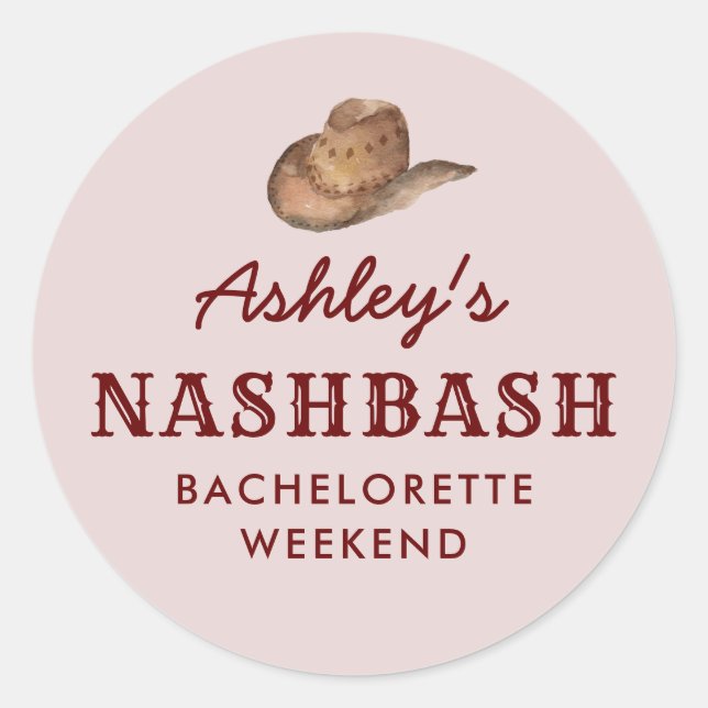Nash Bash Nashville Junggeselinnen-Abschied Weeken Runder Aufkleber (Vorderseite)