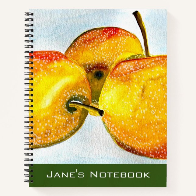Nashi-Birne-gelbe Aquarellfrucht Notizbuch (Vorderseite)