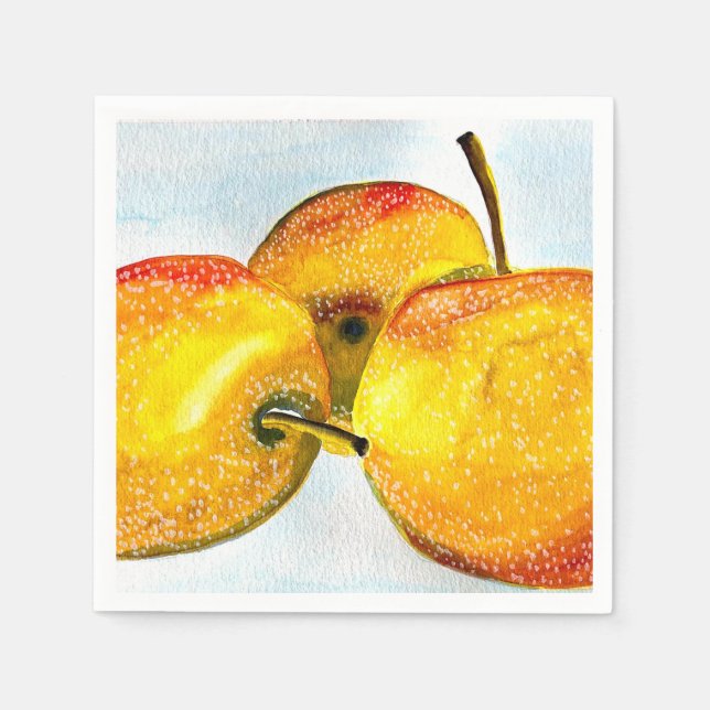 Nashi Birnen Gelbe Aquarellfrucht Serviette (Vorderseite)
