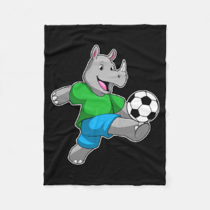 Nashorn als Fußballspieler mit Fußball-T-Shirt Fleecedecke