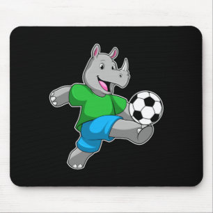 Nashorn als Fußballspieler mit Fußball-T-Shirt Mousepad