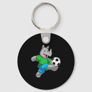 Nashorn als Fußballspieler mit Fußball-T-Shirt Schlüsselanhänger