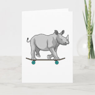 Nashorn als Skater mit Skateboard Karte