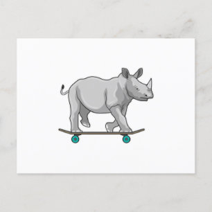 Nashorn als Skater mit Skateboard Postkarte