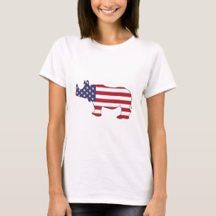 Nashorn - amerikanische Flagge T-Shirt