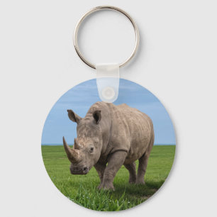 Nashorn auf grünem Hügel Fotovergrößerung Schlüsselanhänger