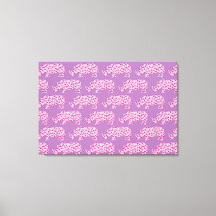 Nashorn aus kleinen rosa Herzen Leinwanddruck