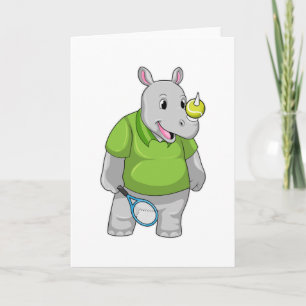 Nashorn beim Tennis mit Tennisball Karte