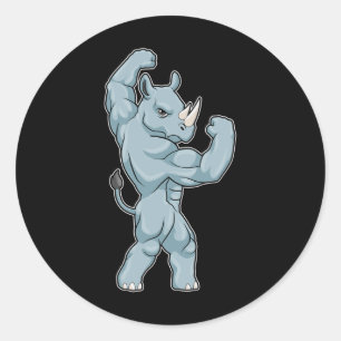 Nashorn Bodybuilder Bodybuilding Sport Runder Aufkleber