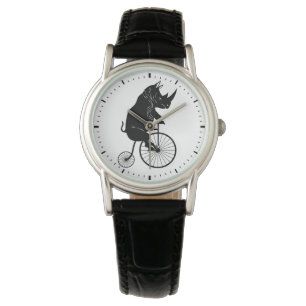 Nashorn, das ein Fahrrad reitet Armbanduhr