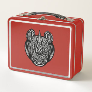 Nashorn Gesicht - Fettes Einhorn Zeichen Design Metall Brotdose
