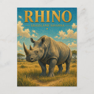 Nashorn Grasland Savanne Aquarell GeoSaga Postkarte