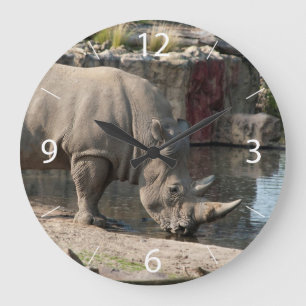 Nashorn Große Wanduhr