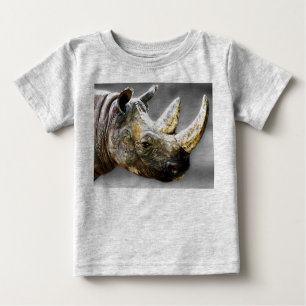 Nashorn-Kopf, graue Hintergrund-Malerei Baby T-shirt