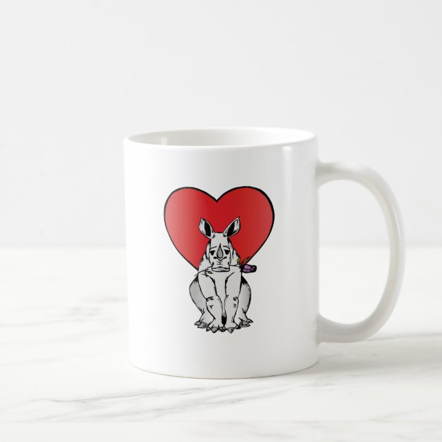 Nashorn mit Valentinstagherzen Kaffeetasse (Rechts)