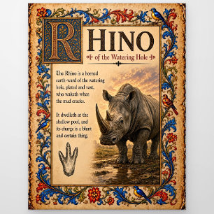 Nashorn, mittelalterliche Bestiarien-Kunst Postkarte