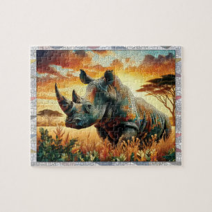 Nashorn-Mosaik, Wilde Tiere, Fliesen, Geschenk,