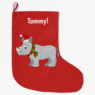 Nashorn oben gekleidet für Weihnachten! Großer Weihnachtsstrumpf