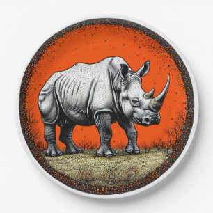 Nashorn-Papierteller Safari-Party-Geschenk-Dekorat Pappteller