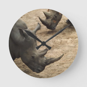 Nashorn Runde Wanduhr