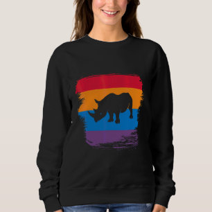 Nashorn-Schatten-Silhouette mit farbenfroher Flagg Sweatshirt