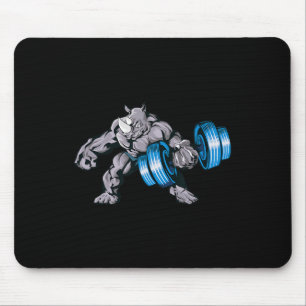 Nashorn stemmt Gewichte Bodybuilding Biest Fitness Mousepad