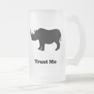 Nashorn vertrauen mir schwarz mattglas bierglas