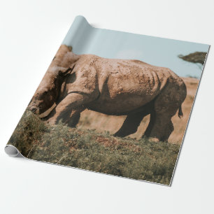 NASHÖRNER WEIDEN IN AFRIKA GESCHENKPAPIER