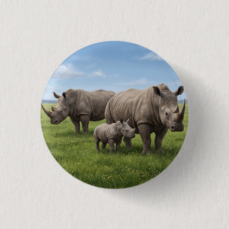 Nashornfamilie beim Spaziergang in der grünen Sava Button