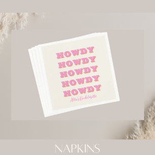 Nashville Bachelorette Howdy Pink Party Napkins Serviette