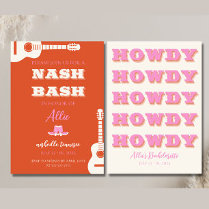 Nashville Bachelorette Party Pink Howdy Invitation