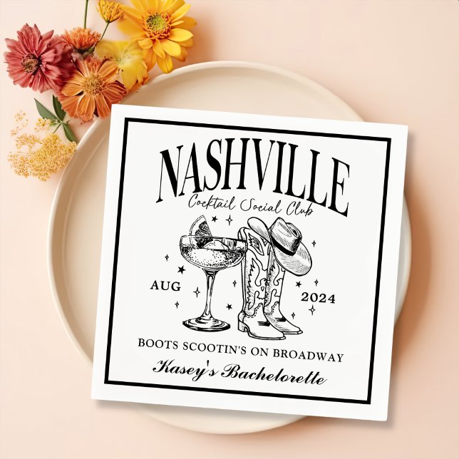 Nashville Bachelorette Rodeo Cocktail Serviette (Von Creator hochgeladen)