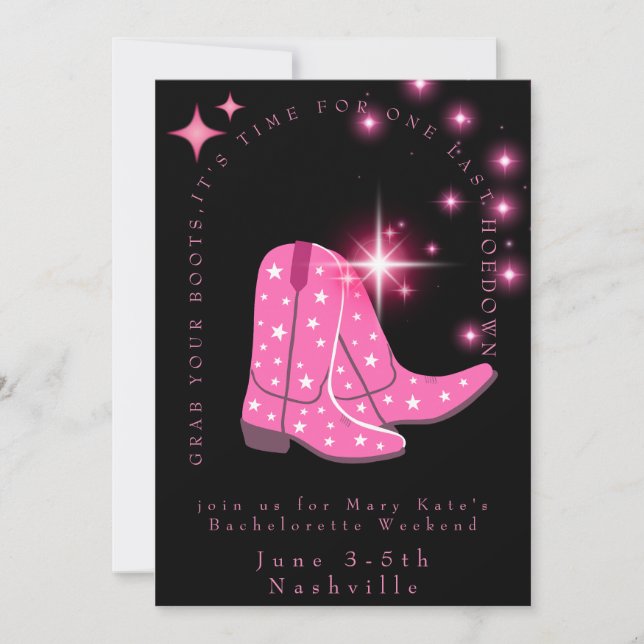 Nashville Bachelorette Weekend Einladung und Detai (Vorderseite)