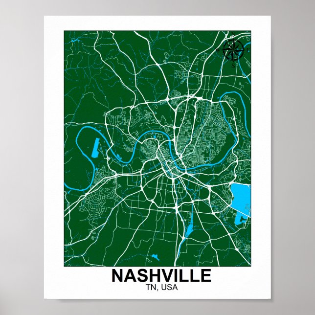 Nashville City Map Poster (Vorne)