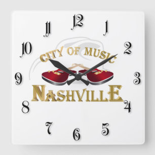 Nashville. City of music Quadratische Wanduhr