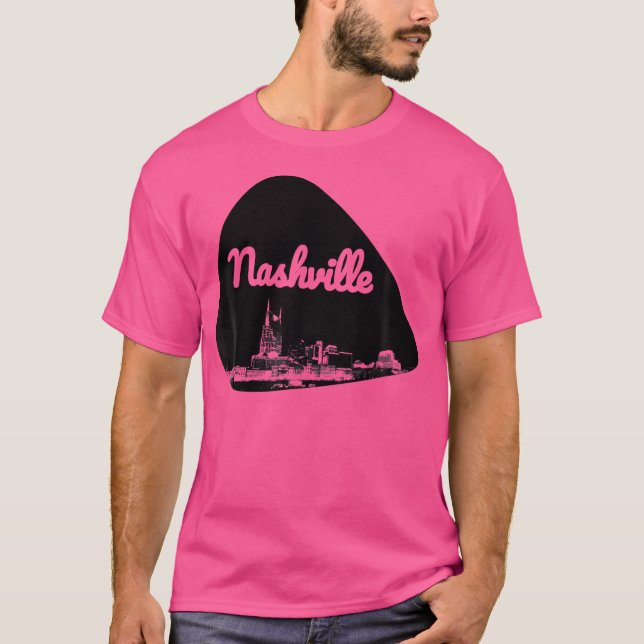 Nashville City Skyline on Plektrum T-Shirt (Vorderseite)