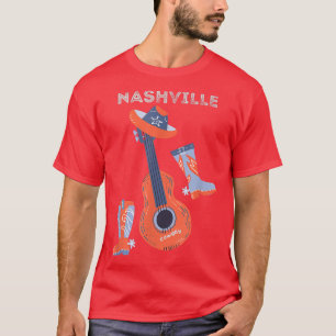 Nashville Cowboy Stiefel Cowboy Hut und Gitarre T-Shirt