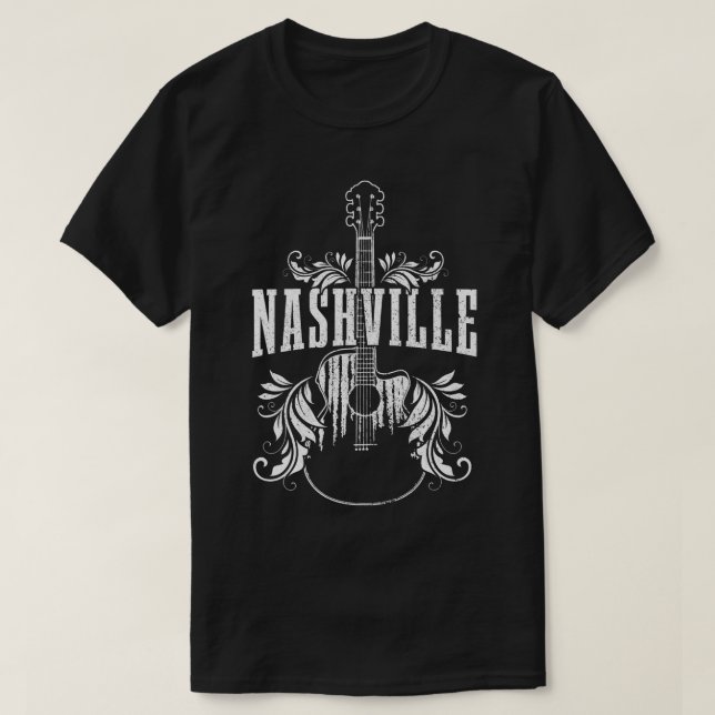 Nashville Gitarre Tennessee Country Music City Vin T-Shirt (Design vorne)